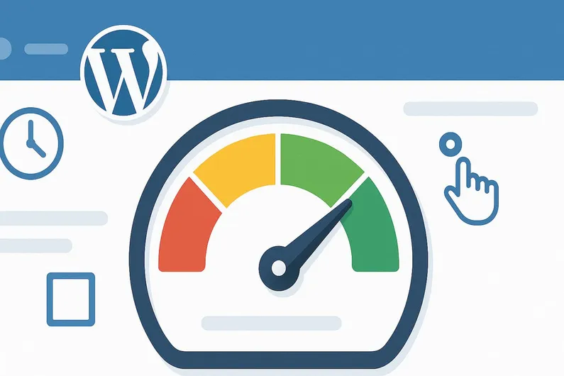 Website performance dashboard showing Core Web Vitals metrics and optimization tools