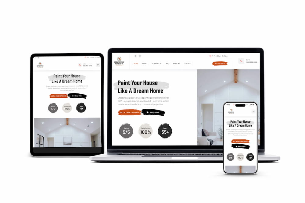 Cornerstone Painting Co. website homepage