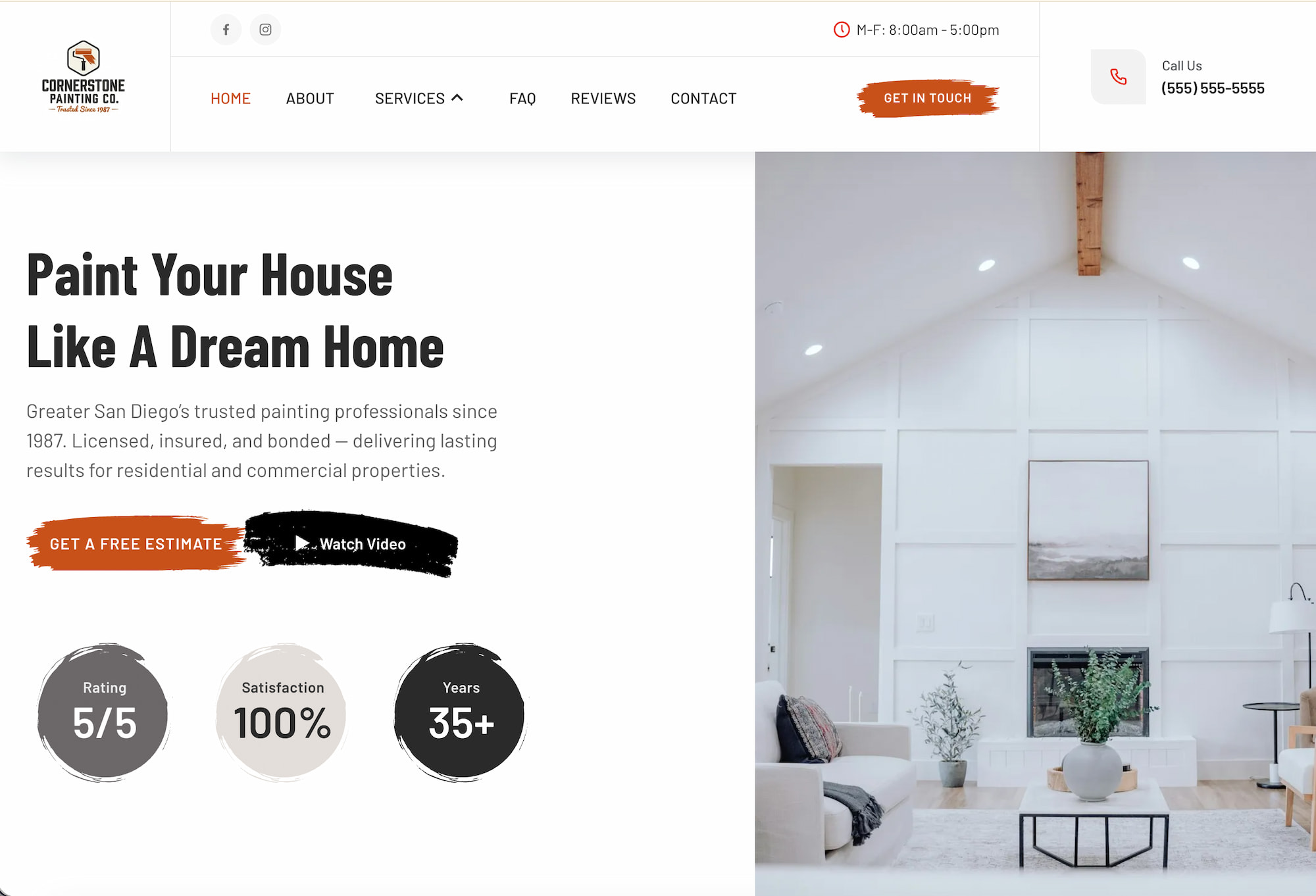 Cornerstone Painting Co. website homepage