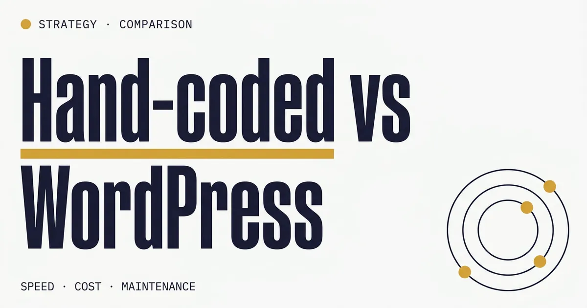 Atelier tile — Type with gold underline, Light palette — for the hand-coded vs WordPress comparison post.