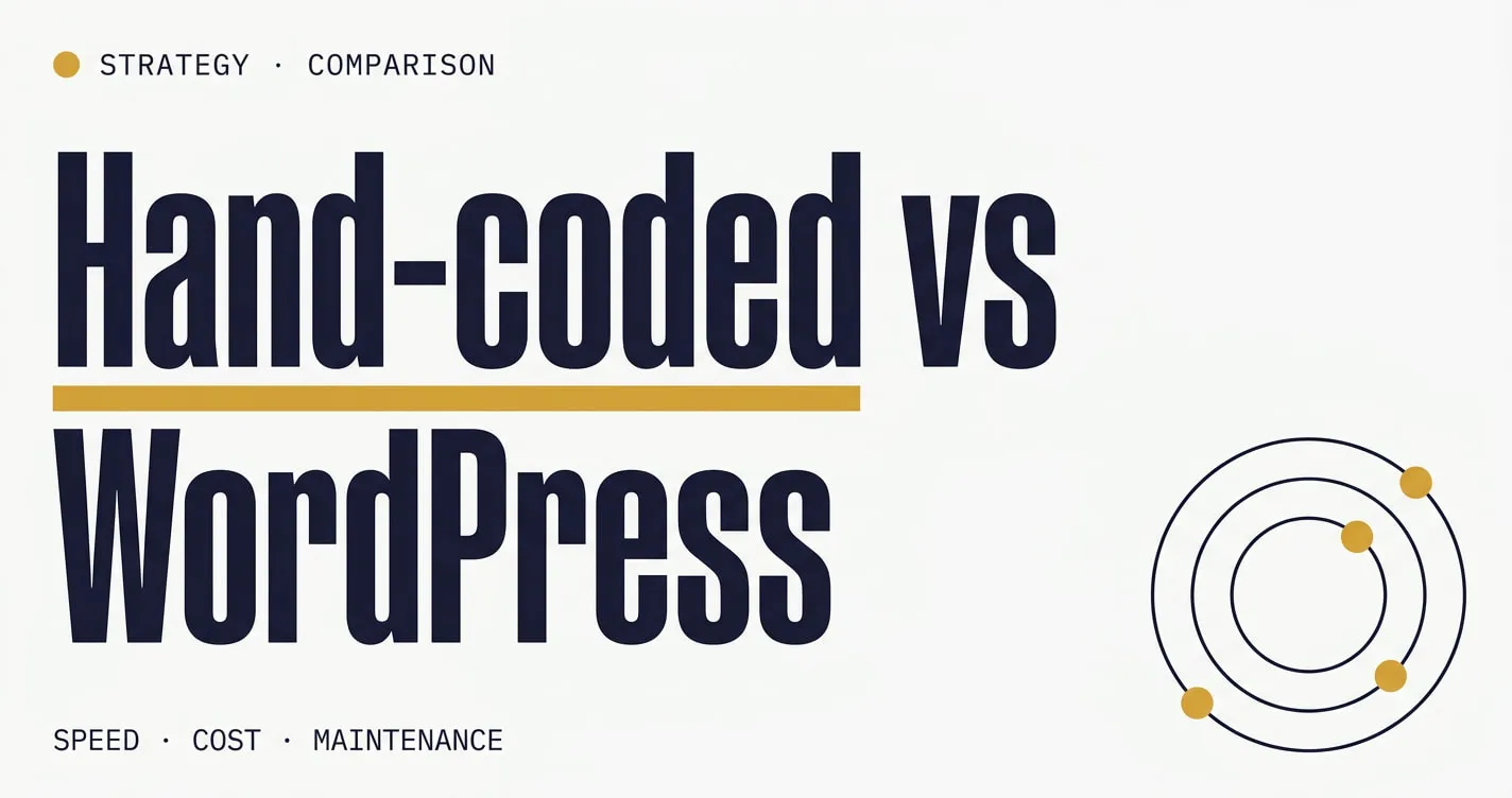 Vignette Atelier — typographique avec souligné doré, palette claire — pour l'article comparant le code sur mesure et WordPress.