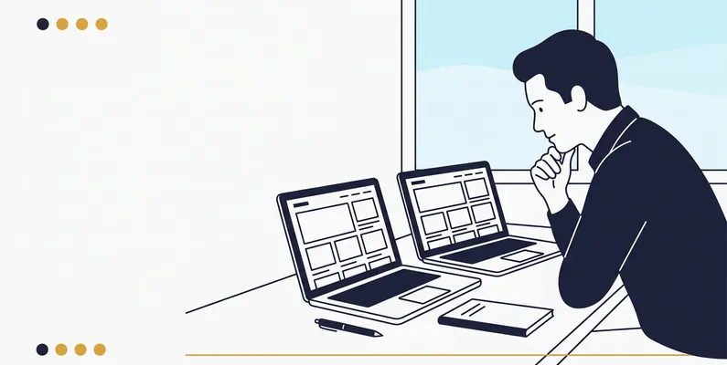 Business owner reviewing web design portfolios to choose the right San Diego agency