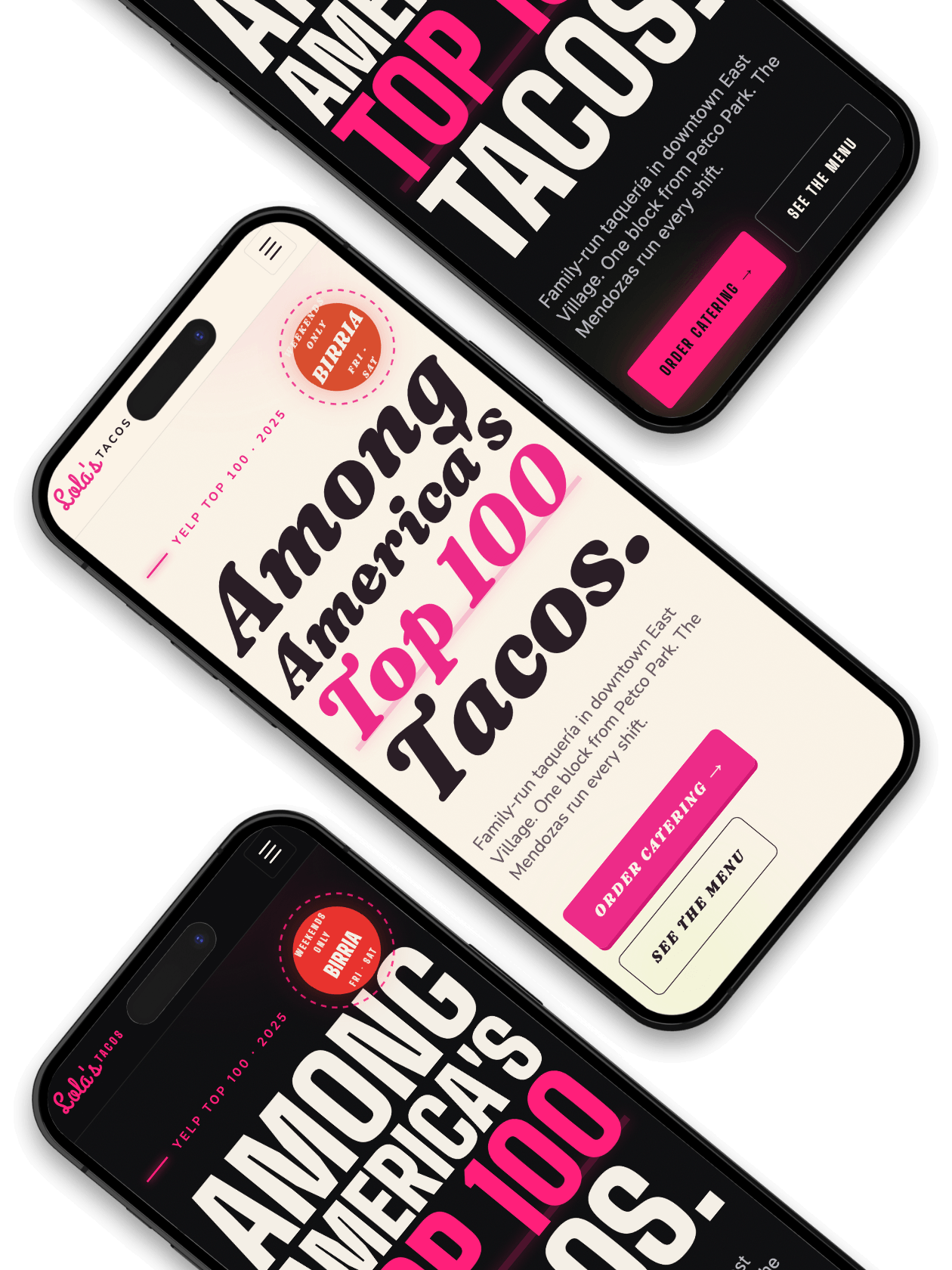 Lola's Tacos website mockup built by Oui Digital