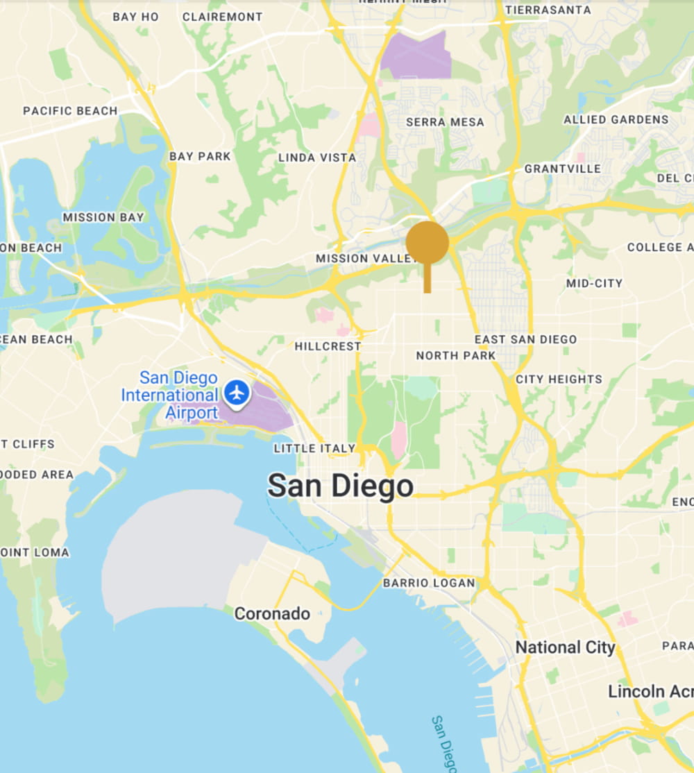Map showing San Diego location