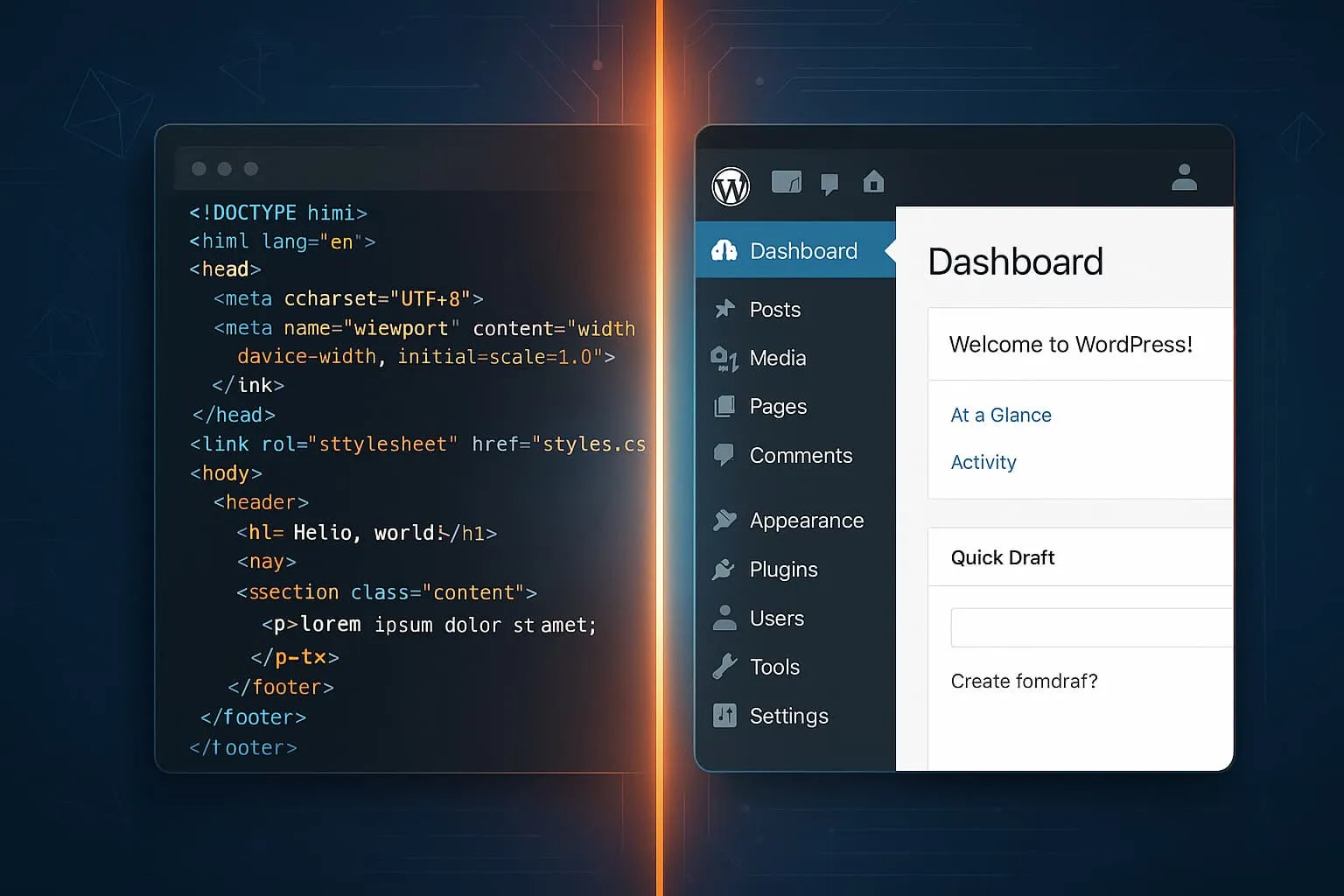 Comparison chart showing static websites vs WordPress platforms