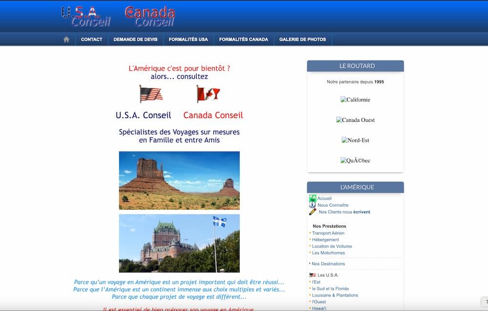 Ancienne version du site USA Conseil avant la refonte