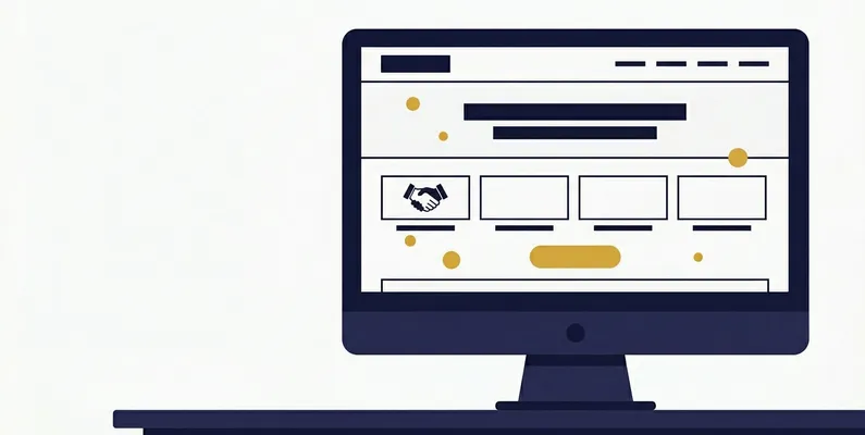 Professional B2B website on multiple devices showing trust signals and clear service structure