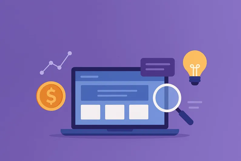 Business owner reviewing website pricing options on a laptop