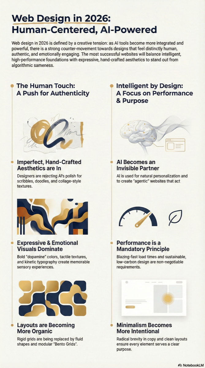 Tendances web design 2026 axées sur le design humain et la performance